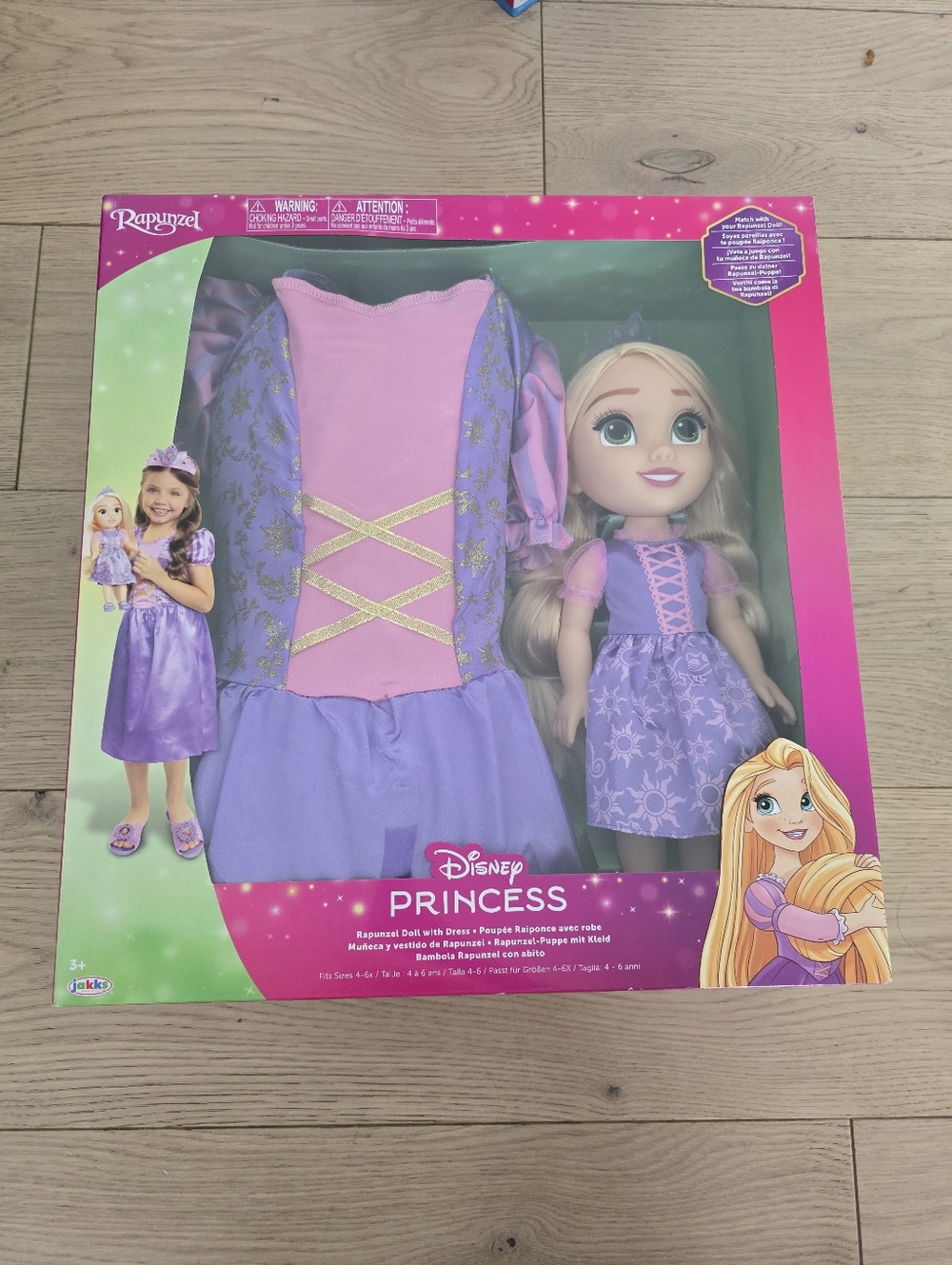 New Disney Rapunzel Doll & Matching Purple and Pink Dress Set